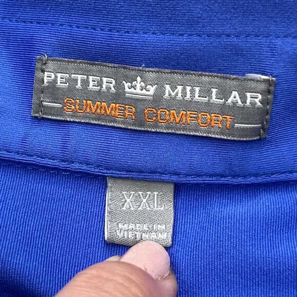 Peter Millar Summer Comfort Golf Polo Shirt Men's 2XL Royal Blue Stretch - Picture 2 of 12
